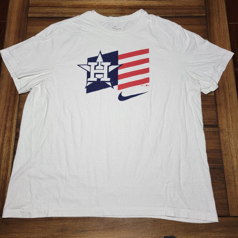 Nike White Unisex Tee Houston Astros American Flag - Size XXL